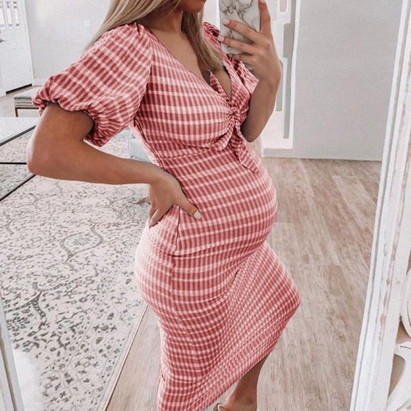 

stripe printed dress women pregnant v-neck maternity short sleeve frenulum maxi dress knit summer bodycon sukienka damska, White