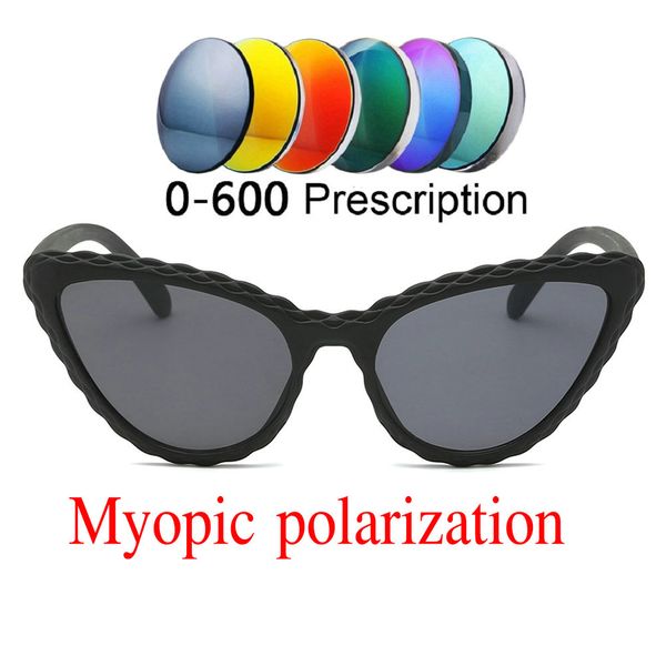 

2019 men women custom made myopia minus prescription polarized lens vintage women sunglasses cat eyewear sunglasses female nx, White;black