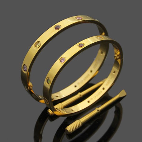 

factory price high-quality fifth generation color drill bracelet titanium steel color drill couple love bracelet bangle men women wedding, Black