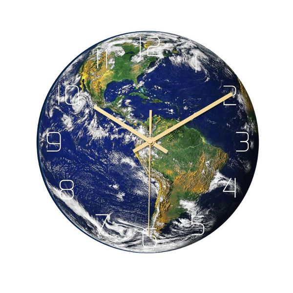 

30cm luminous earth wall clock acrylic mute wall clock home decoration bedroom living room