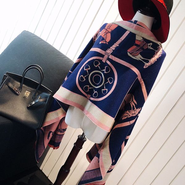 

brand shawls cashmere scarf designer scarves horse-drawn carriage winter men women quality soft thick shawl scarfs fashion scarve 4 season, Blue;gray