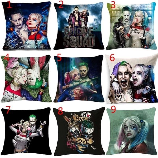 

Harley Quinn Joker Pillow Case Home Decor Square Joker Cotton Linen Pillow Cover 18 Inches Sofa Pillow Case