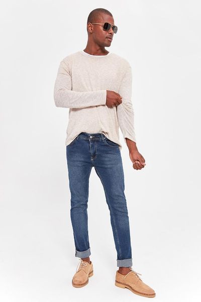 

trendyol indigo male destroylu skinny jeans tmnaw20je0204, Blue