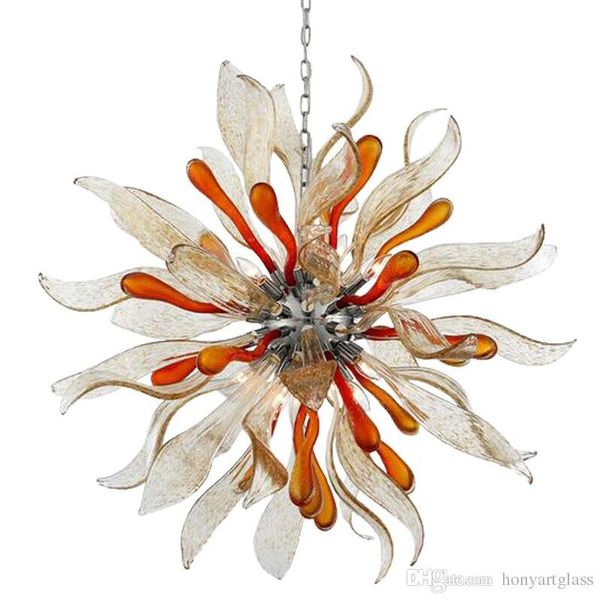 

hand round flower blown glass chandeliers lamp, colored art chandelier murano for villa stair office house ceiling decoration