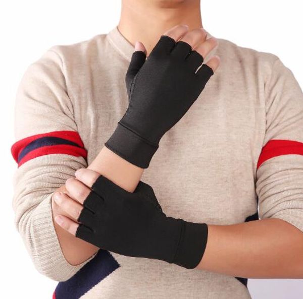 Fashion- Fronteira Estilo Quente Esportes Indoor Fibra de Cobre Cuidados de Saúde Semi-Finger Reabilitação Reabilitação Training Artrite Luvas de Pressão Luvas