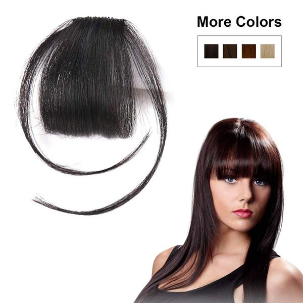 Natural Real Human Hair Flat Bangs Fringe Hand Tied Mini Hair