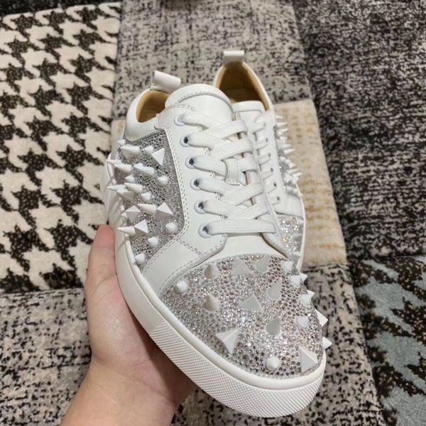 

известный дизайнер красные нижние кроссовки низкий топ mix spikes strass дешевые роскошные повседневная для мужчинженщины досуг красная подо, Black