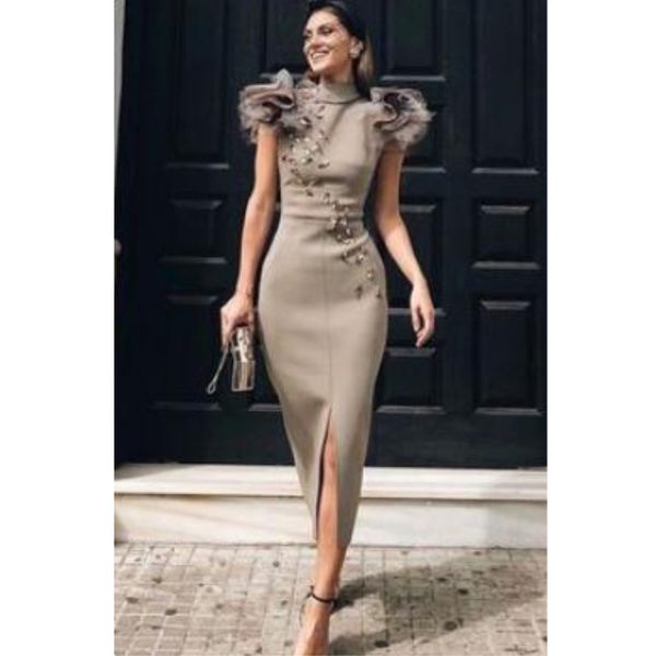 

2021 plus size arabic mermiad short prom dresses muslim evening gowns, Black