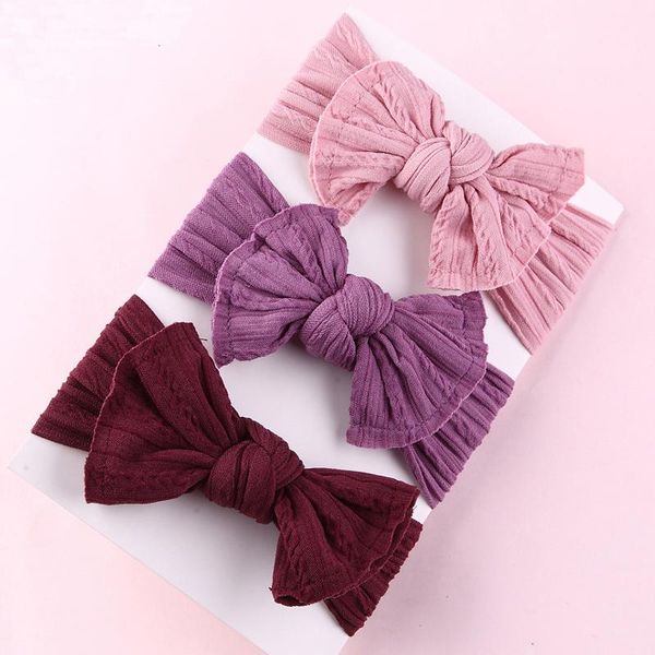 

30 pcs/lot cable knit nylon baby headband knot bow turban headband  fits most girls hair accessories 27 colors available, Silver