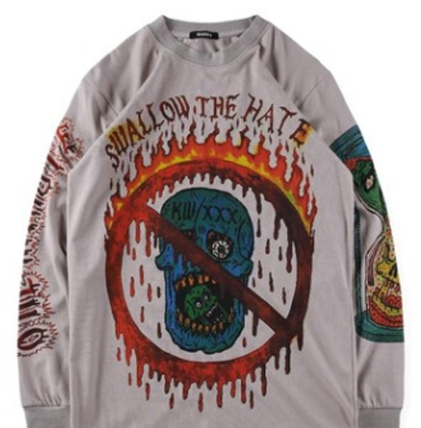 

KANYE WEST SEASON 6 XXXTENTA T-Shirts Long Sleeve White Khaki Hip HOP Shirts Plus Size S-XL