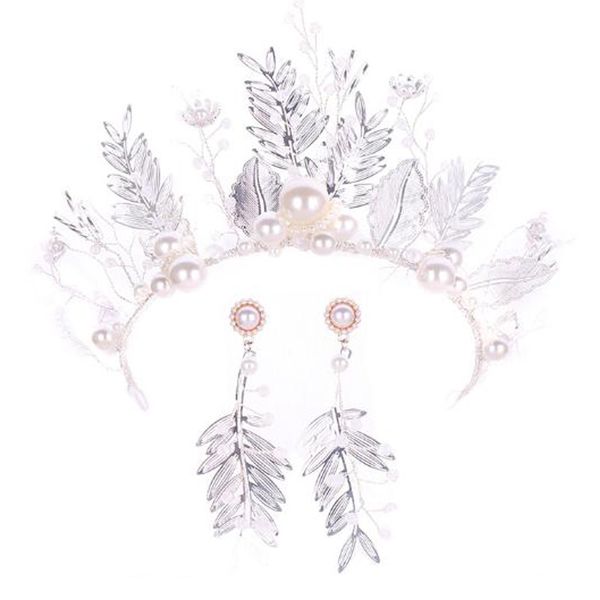 

bride baroque princess crown headband bridal hair accessories alloy pearl crown wedding headwear, Slivery;golden