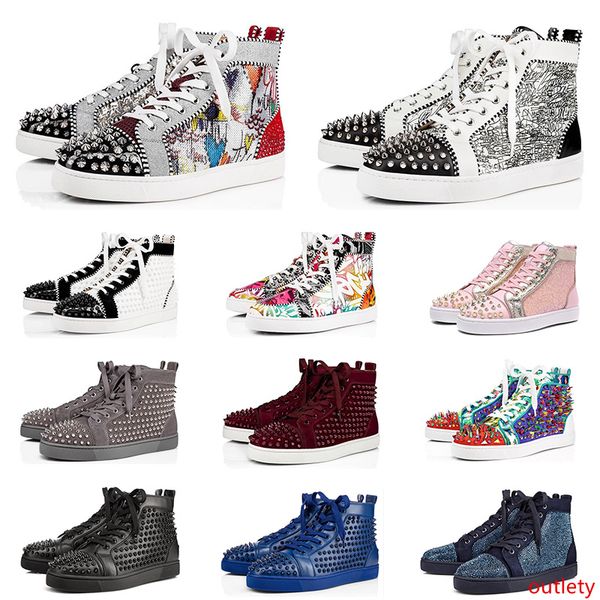 

2020 designer shoes for men women fashion spike sneakers triple black white red suede leather mens trainer flat bottoms luxury shoe