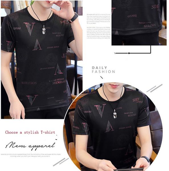 

дизайнер g футболка бренд высокое качество льда шелк мужская мода письмо печати роскошные футболки m-9xl новая рекомендация продукта, White;black