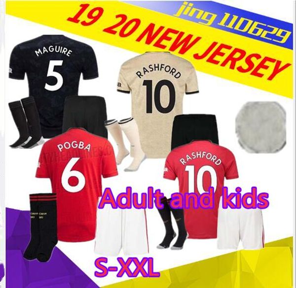 

19 20 and kids manchester lukaku soccer jersey home 2019 2020 man pogba alexis rashford lingard maguire united football, Black;yellow