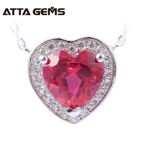 

ruby sterling silver pendants for women romantic lovely style created ruby hearts shape fine jewelry women birthday gifts