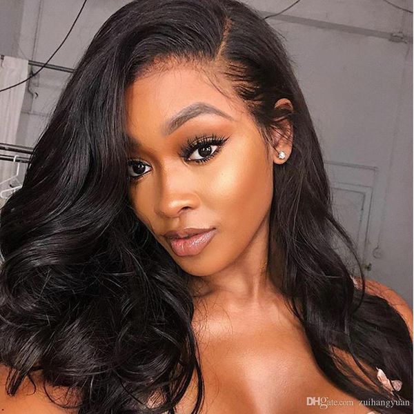 

13x6 hd lace transparent body wave wig 150% density transparent lace front human hair wigs remy full ends preplucked lace wig new, Black