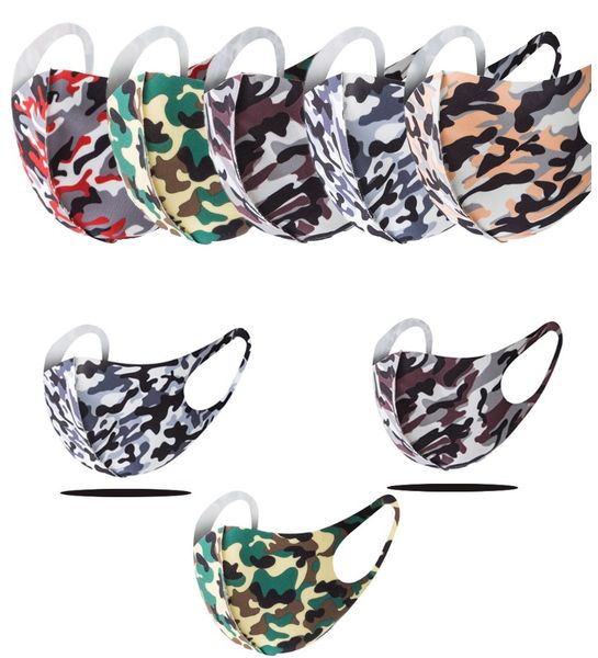

camouflage face mask camo mouth cover anti-bacterial pm2.5 respirator dustproof washable reusable silk cotton masks black hh9-3018