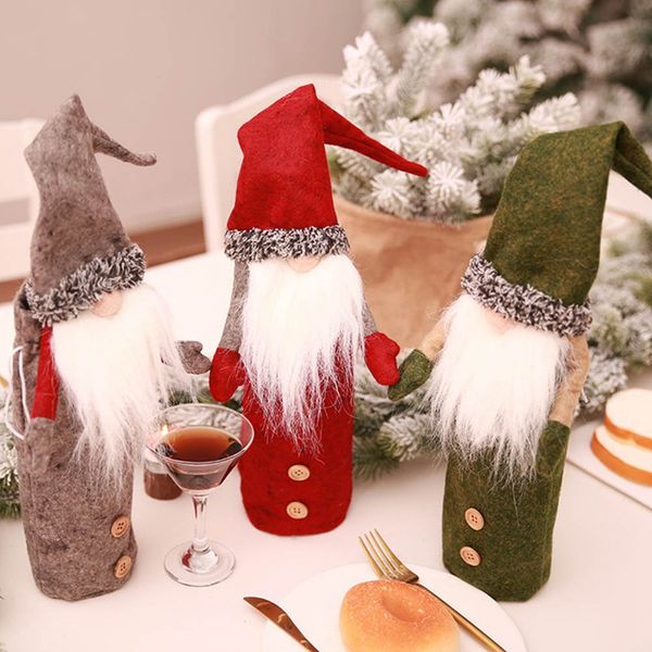 

christmas decorations no face doll wine bottle champagne embroidery old man doll wine bag restaurant holiday wear
