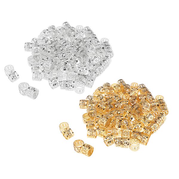 

200 pieces hair tube beads dreadlocks beads hair braiding jewelry hair decoration accessories, 2 styles, diy crafts