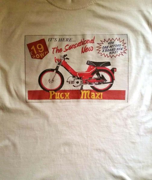 

puch maxi classic motorcycle advert style t-shirt, White;black