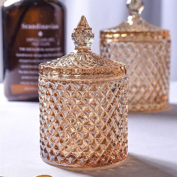 

crystal glass storage jar decorative jar with transparent tape cover sugar cube