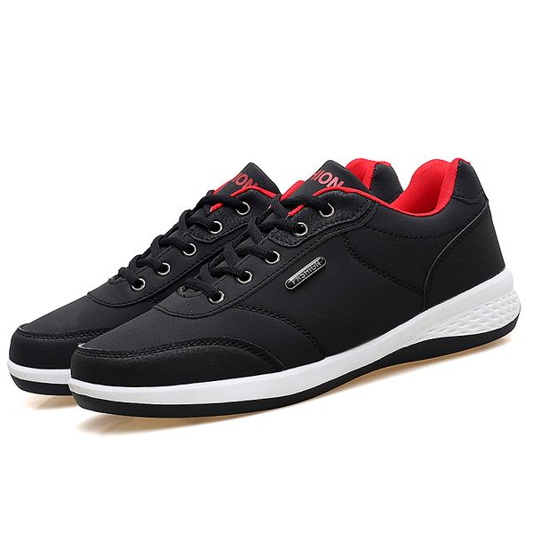 

2019 autumn new men's shoes with men's fashion shoes microfiber leather casual sports winter flat, Black