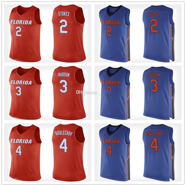 

florida gators college 2 isaiah stokes 3 jalen hudson 4 egor koulechov ретро баскетбольная майка мужская сшитая на заказ номер название майк, Black;red