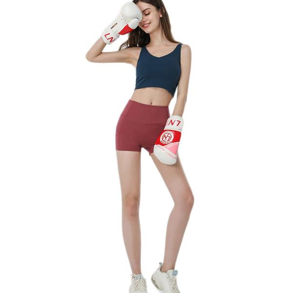 

women's high waist sports short workout running fitness leggings yoga shorts solid color elastic breathable flex gym short pants, White;red