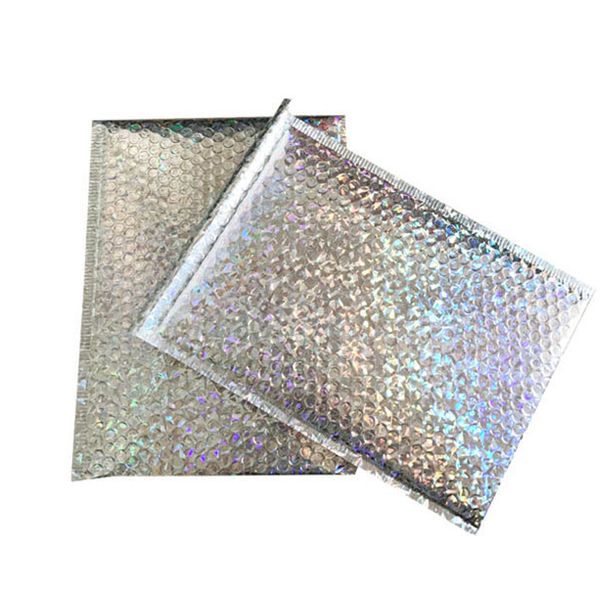 

laser silvr cd/cvd packaging shipping bubble mailers gold foil plastic padded envelopes gift bag mailing envelope bag 15x13cm