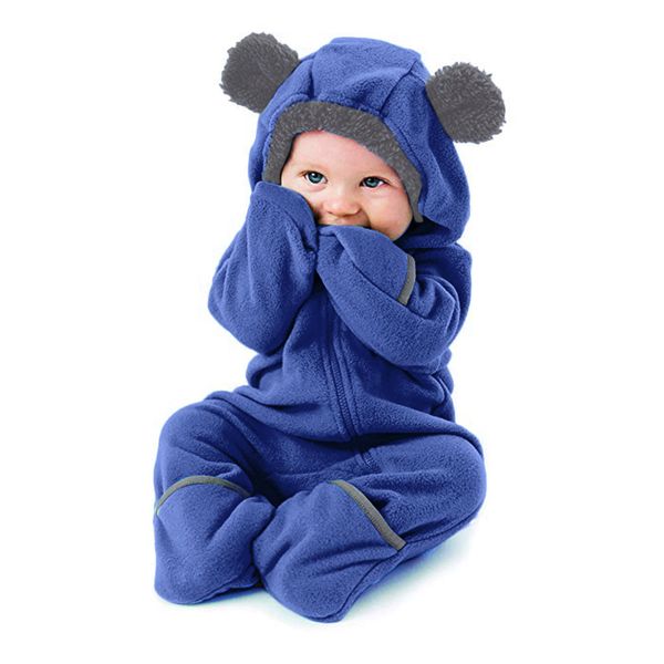 

baby clothes romper set winter fashion newborn baby boys girls selling long sleeve hooded plaid jumpsuit romper clothing, Blue