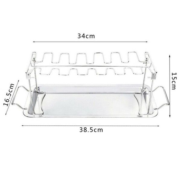 

20# stainless steel chicken wing leg rack grill holder with drip pan for bbq