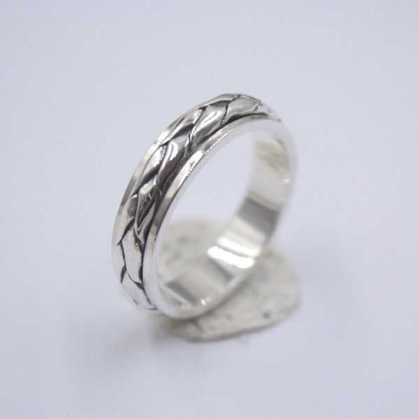 

pure 925 sterling silver ring band 5.5mm wheat-pattern ring size from 6.5-12 for unisex, Golden;silver