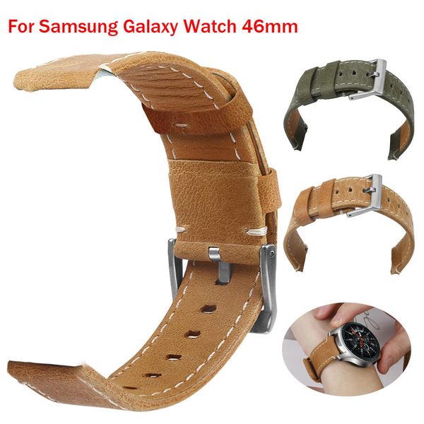 

2018 watchband new luxury leather band bracelet watch band for samsung galaxy watch 46mm montre strap reloj relogio clock, Black;brown