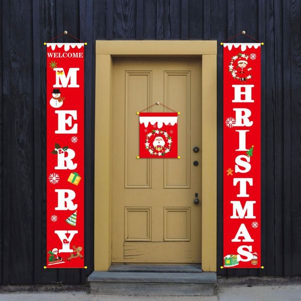 Welcome Merry Christmas Porch Sign Xmas Hanging Banner For Festive