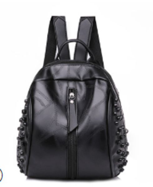 

women's backpack 2019 korean version of washed leather trend backpack wild stitching rivet soft leather student bag wholesale