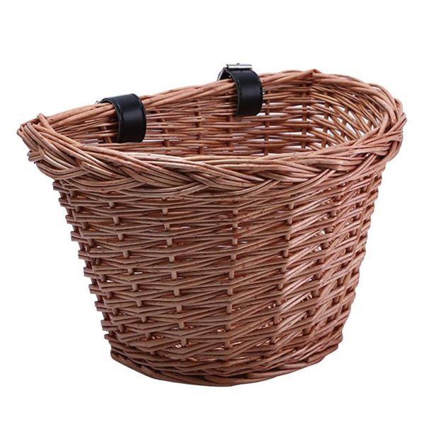 

велосипед корзина открытый съемный твердая цикл корзина передняя ручка d форма универсальный ручной вязки регулируемый ремень vintage плетен