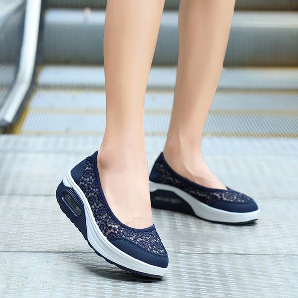

spring summer womens flats casual sport air cushion sneakers women breathable lace ladies female footwear women shoes vt629, Black