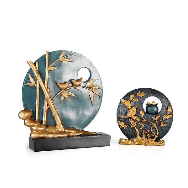 

nordic modern round plate figurine for home decoration accessories tv cabinet decoration ornament resin crafts living room decor
