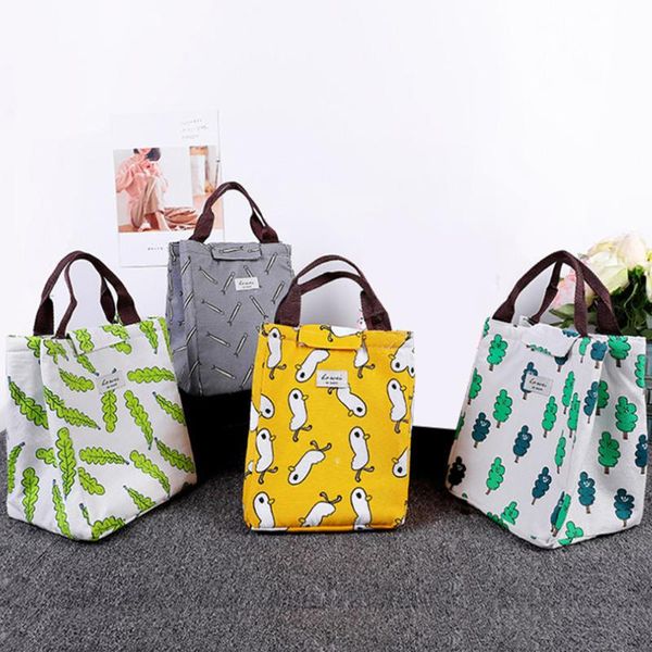 

cute lunch bag waterproof student lunch box office school picnic cooler bag kids children women tote storage for outdoor, Blue;pink