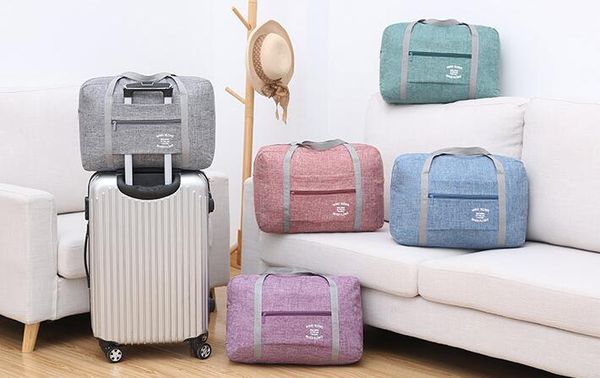 

25pcs duffel bags fashion folding waterproof large capacity portable bag ladies tote leisure travel bags 5colors