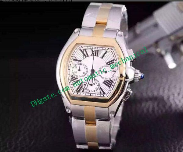 

2 style luxury men watch quartz 2510 silver dial date stainless steel bracelet six stitches man watch men's watch, Slivery;brown