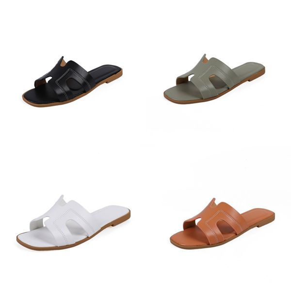 

sandalias mujer 2020 summer new word buckle middle heel fashion slippers women thick heel open toe leather slippers women d983#286, Black