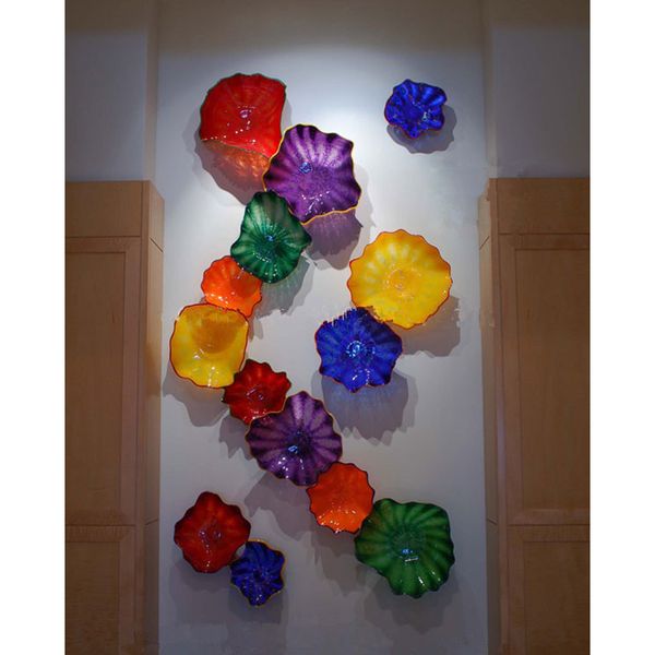 

european style flower designed handmade blown glass wall lamps art designed wall plates customized blown murano glass wall lamps