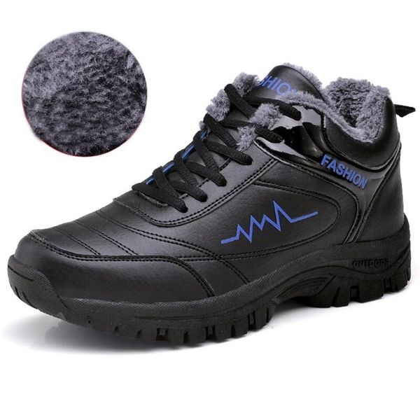 

men winter boots shoes warm fashion sneakers 2019 winter outdoor men snow boots casual shoes men botas de hombre, Black