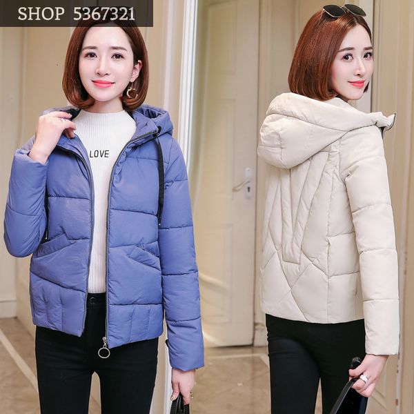 

2019 winter suit-dress keep warm cotton-padded clothes woman short fund down cotton ma'am leisure time loose coat tide, Black