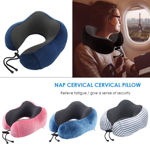 

memory foam pillow compliance with ergonomic design comfort neck u-shape cervical pillow for travel airplane neck support