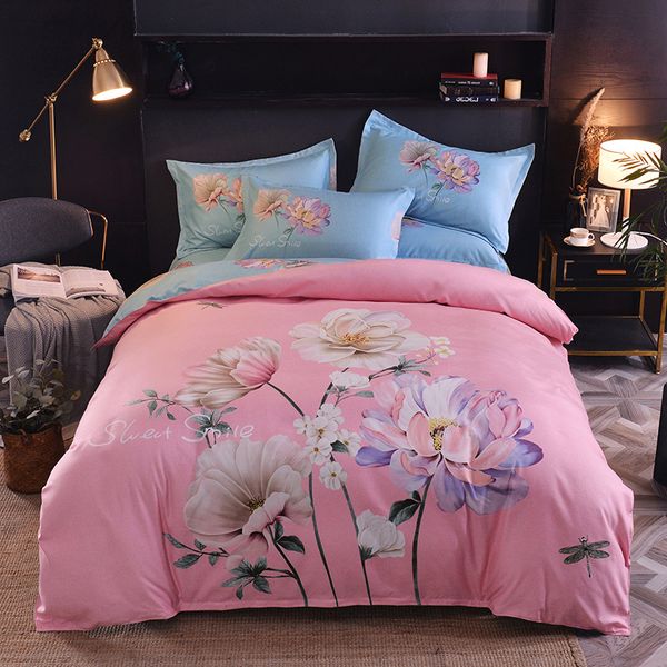 

wechat gift four-piece bedding quilt cover bed sheet twill sanding four-piece wholesale duvet cover