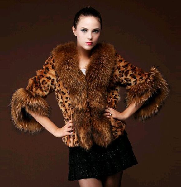 

new style fashion female luxury fur leopard elegant banquet coats jackets, Black