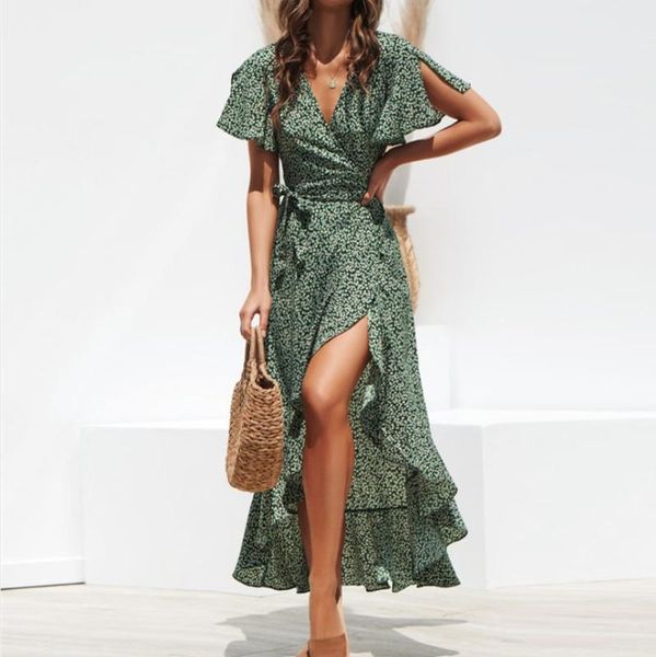 

casual dresses 2021 irregular high waist printing dress, Black;gray