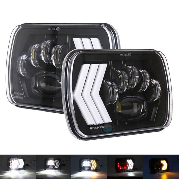 

car accessories 7x6 5x7 led headlight for wrangler yj cherokee xj gmc trucks h6054 h5054 h6054ll 2pcs
